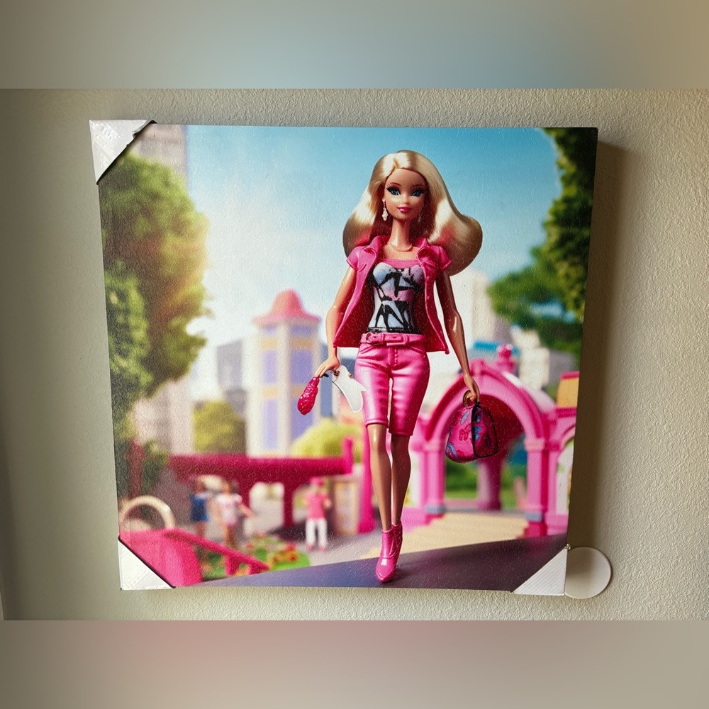 Large Barbie Vintage Style Canvas